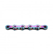 Цепь 5-303696 X12 Aurora Green 11/128" 12ск. 126 звеньев, с замком, X Bridge, д/SHIMANO/SRAM, зеленый "бензина!" KMC
