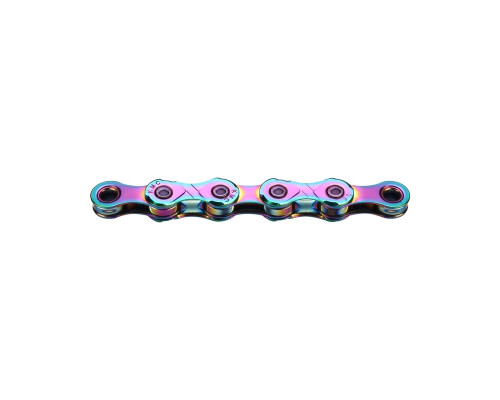 Цепь 5-303696 X12 Aurora Green 11/128 12ск. 126 звеньев, с замком, X Bridge, д/SHIMANO/SRAM, зеленый бензина! KMC