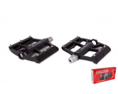 Педали EVOLUTION PLATFORM алюм CNC, 112x105мм, 9/16, со смен.шипами, промподш, черные PDEV905SBBK