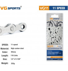 Цепь VG-Sports, 11 скор. (116 звеньев), 1/2''x 11/128'', пин, Chrome-Plated, инд. упаковка, VG-11 (УТ00024896)