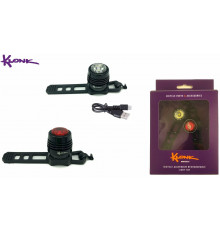 Фара комплект (передн. и задн.), 1 диод (0.5 Вт), 60LM, 38LM/15LM, 10LM, LiPo 3,7 V/ 220 mAh, KLONK,