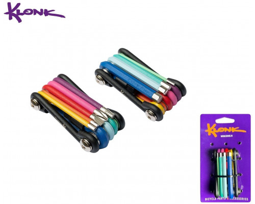 KLONK Ключ многофункциональный, мультитул, 10 в 1 (2/2.5/3/4/5/6/8 mm/PH2/Flat/T25), RAINBOW, 10523 (УТ00024353)
