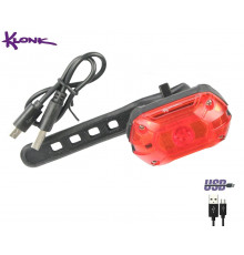 Фонарь задний KLONK аккумуляторный, 700 mAh, LiPo 3,7 V, USB кабель, IPX4 влагозащищенный корпус, блистер, 11930 (УТ00027719)