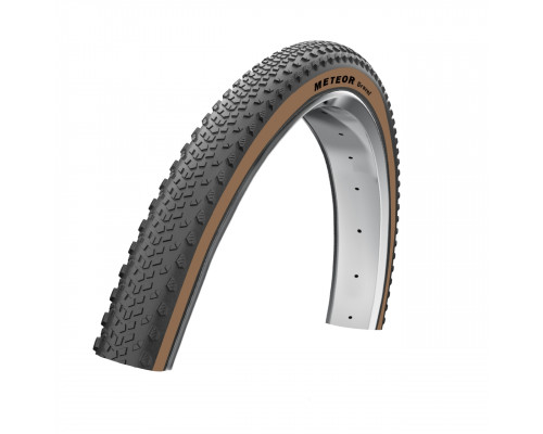 Покрышка, 28"/700x40C (42-622) 04-100822 ROAD/ALL ROAD/DIRT/GRAVEL средний 30TPI коричневая боковина (Tanwall) METEOR GRAVEL OBOR